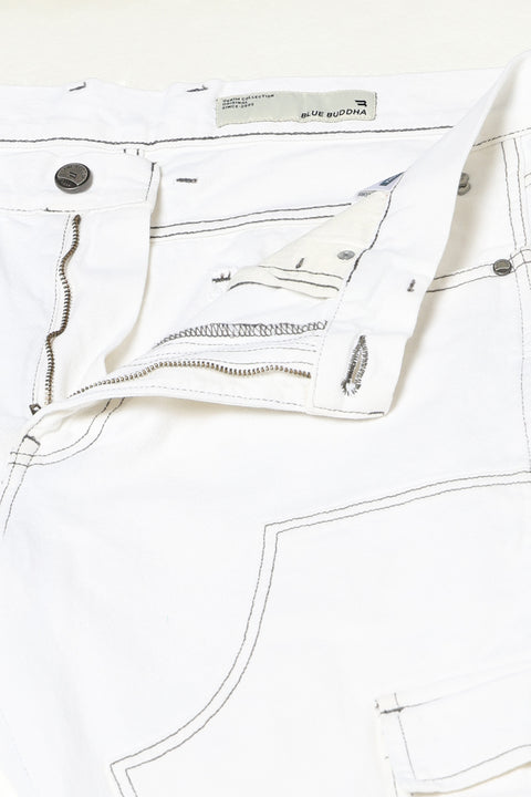 WHITE RELAXED FIT DENIM CARGO
