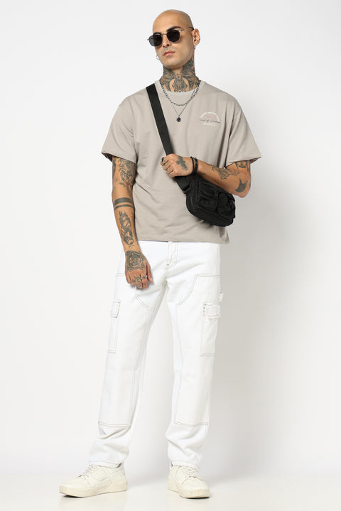 WHITE RELAXED FIT DENIM CARGO