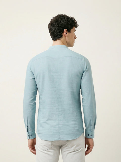 Aqua Blue Mandarin Collar Shirt Kurta