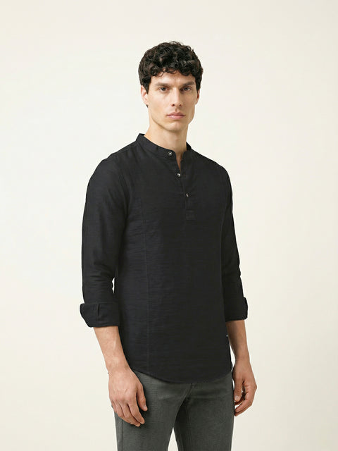 Black Printed Round Neck T-Shirt