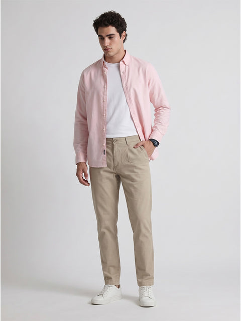 Relaxed Fit Linen Plain Trousers