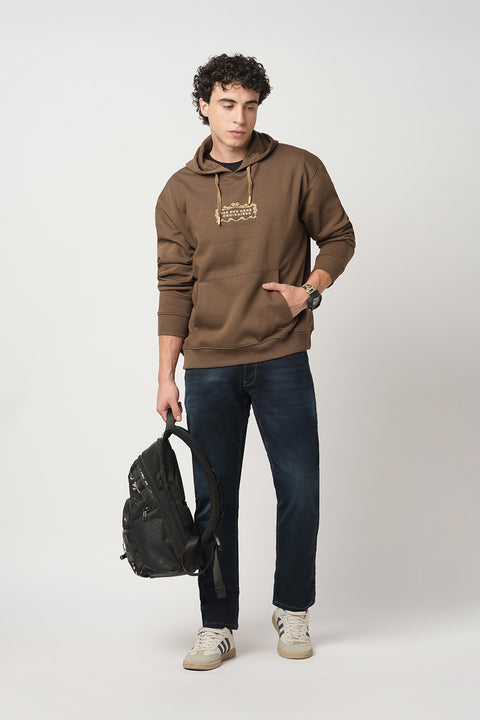 BROWN OVERSIZED FLEECE HOODIE