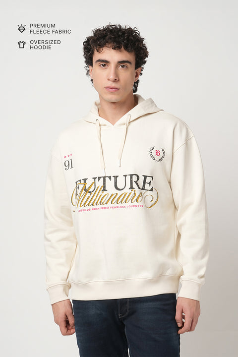 OFF WHITE OVERSIZED FLEECE HOODIE