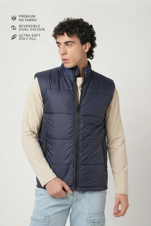 NAVY GILET PUFFER JACKET