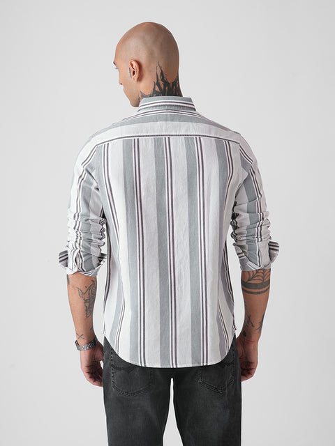 Tailored Fit Full Sleeve Corduroy Striped Shirt