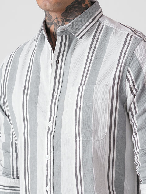 Tailored Fit Full Sleeve Corduroy Striped Shirt