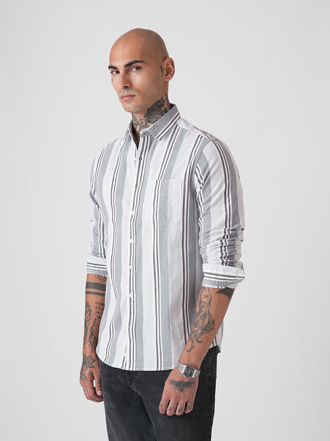 Tailored Fit Full Sleeve Corduroy Striped Shirt