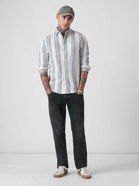 Tailored Fit Full Sleeve Corduroy Striped Shirt