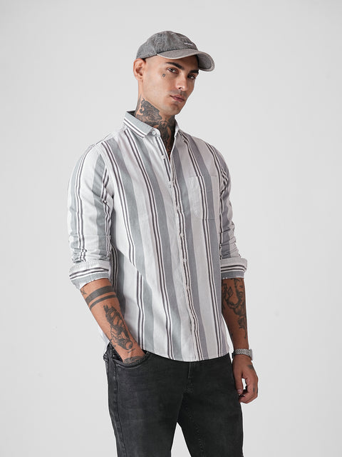 Tailored Fit Full Sleeve Corduroy Striped Shirt