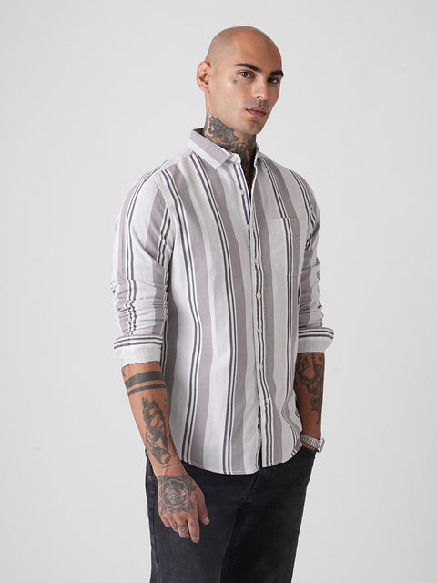 Tailored Fit Full Sleeve Corduroy Striped Shirt