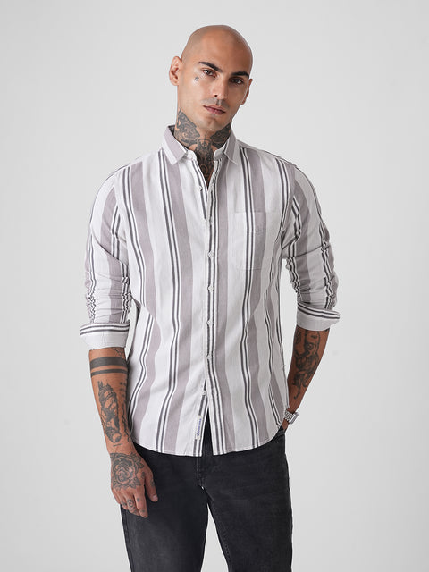 Tailored Fit Full Sleeve Corduroy Striped Shirt