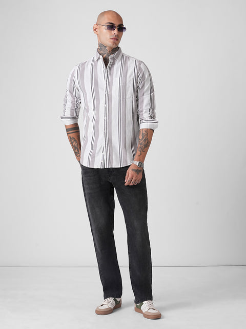 Tailored Fit Full Sleeve Corduroy Striped Shirt