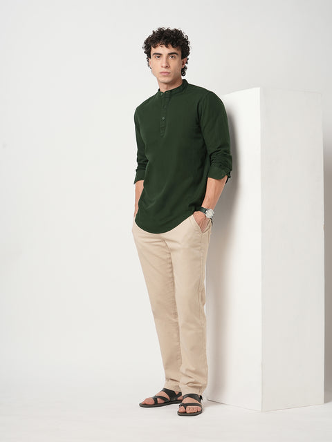 Maroon Mandarin Collar Shirt