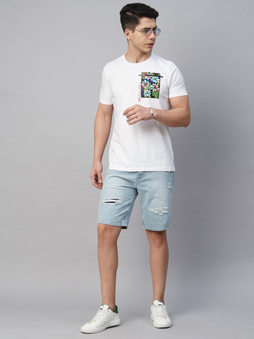 White Floral Pocket Detail T-shirt