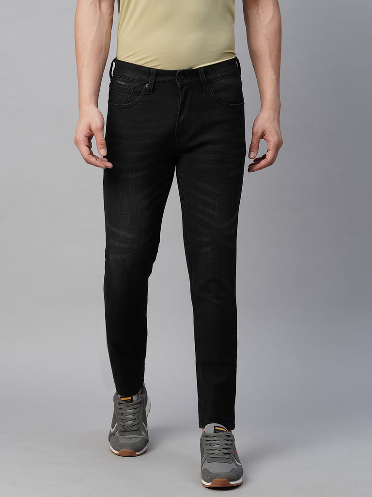 Black Whisker Stretchable Jeans