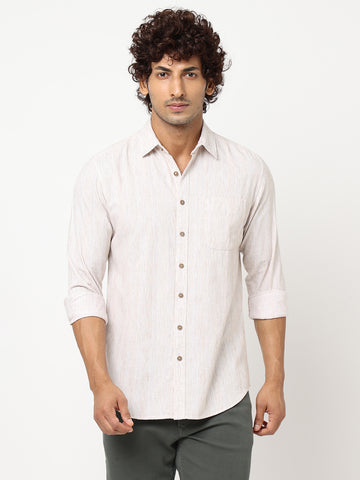 Beige Striped Cotton Shirt