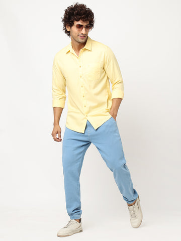 Yellow Solid Cotton Shirt
