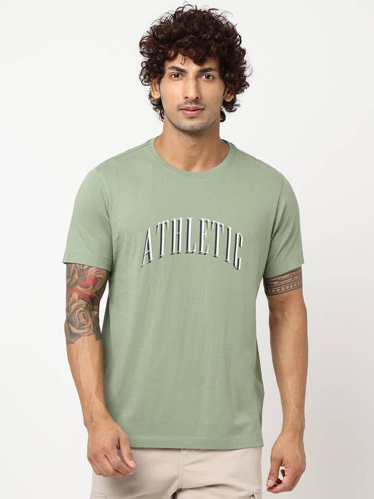 Green Printed Cotton T-shirt