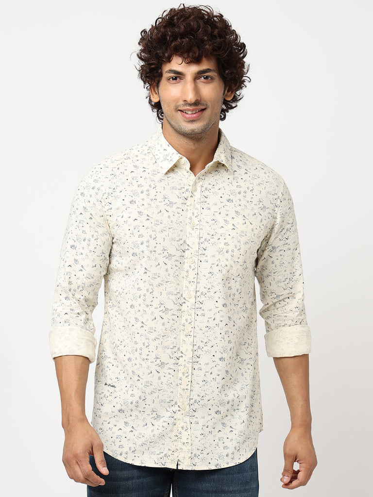 Cream Overall Printed Shirt