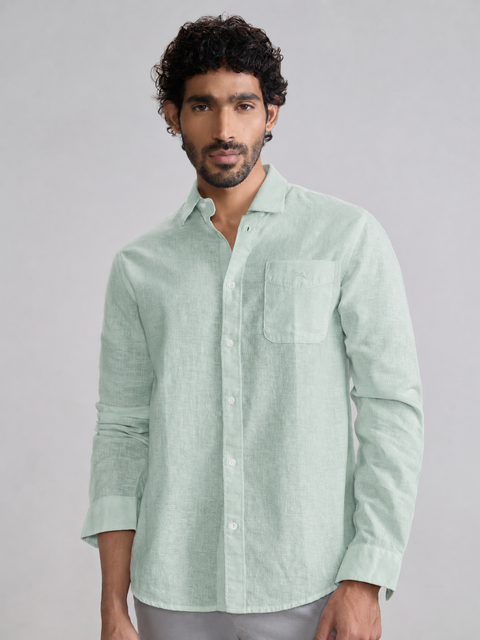 Plain Cotton Blend Shirt