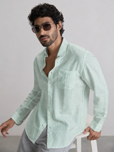 Plain Cotton Blend Shirt