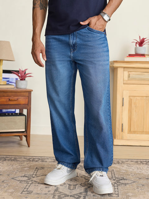 Rigid Solid Loose Fit Jeans