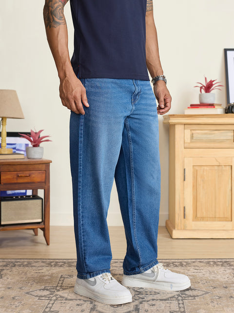 Rigid Solid Loose Fit Jeans
