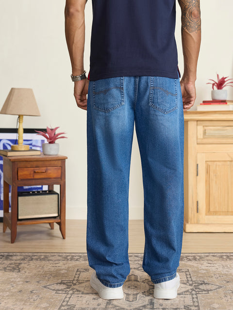 Rigid Solid Loose Fit Jeans