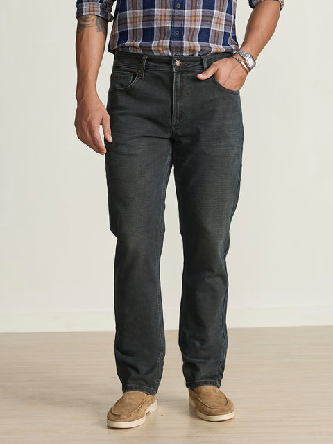 Knitted Solid Slim Fit Jeans