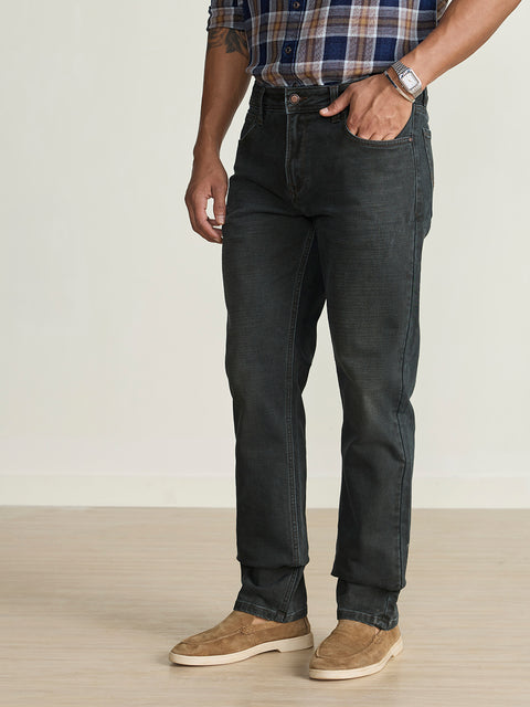 Knitted Solid Slim Fit Jeans