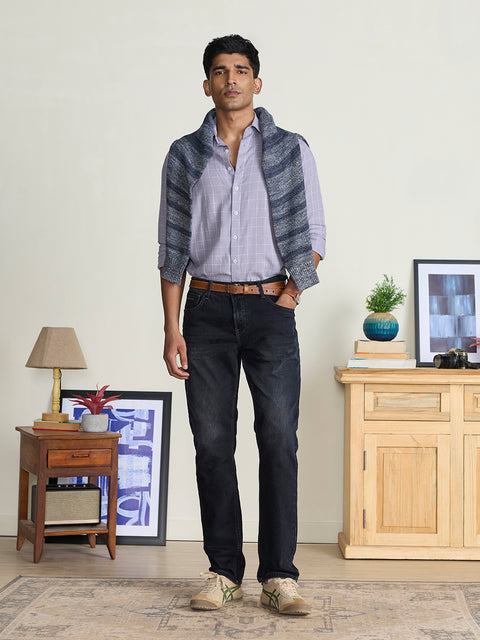 Knitted Solid Slim Fit Jeans