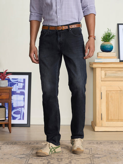 Knitted Solid Slim Fit Jeans