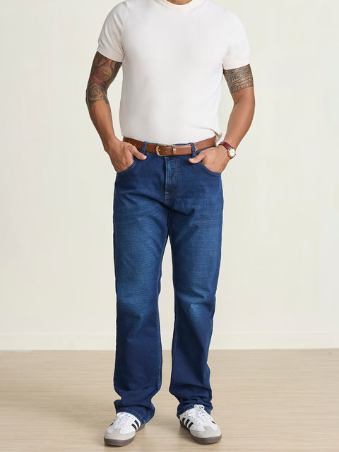 Knitted Solid Straight Fit Jeans