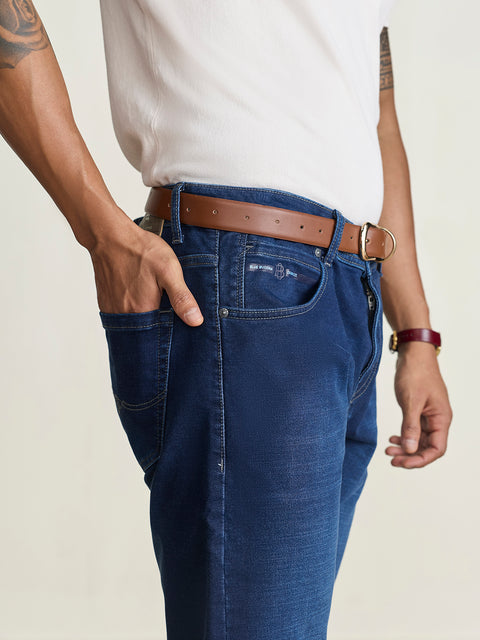 Knitted Solid Straight Fit Jeans