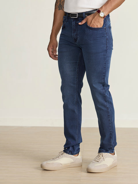 Knitted Solid Slim Fit Jeans