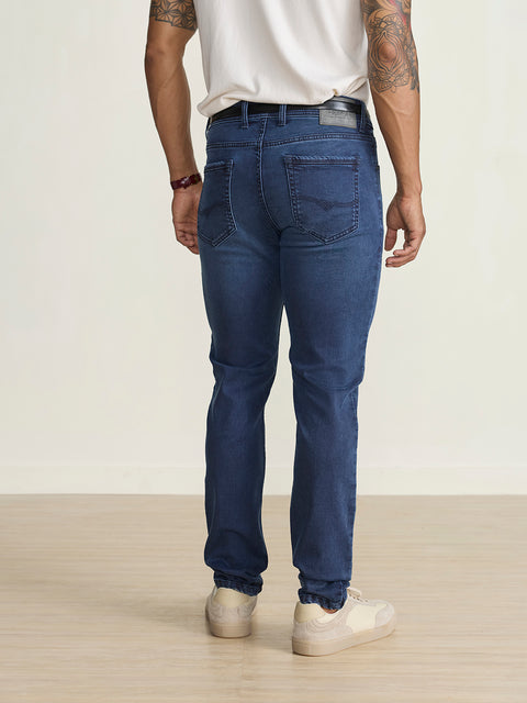 Knitted Solid Slim Fit Jeans