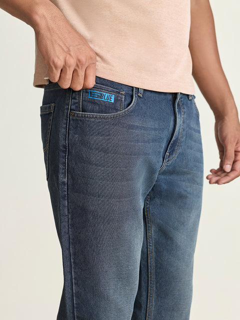 Knitted Solid Slim Fit Jeans