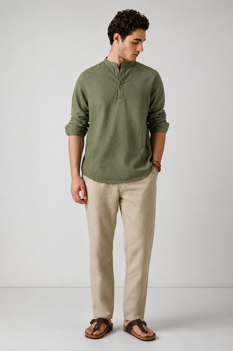 Cotton Mandarin Collar Kurta