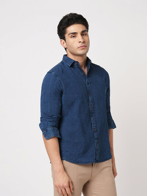 NAVY PLAIN TAILORED FIT SHIRT