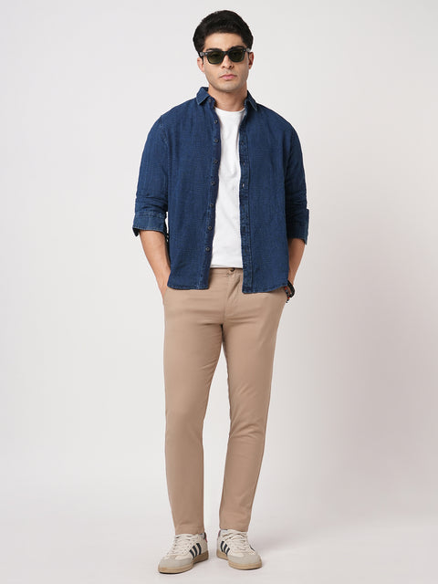 NAVY PLAIN TAILORED FIT SHIRT