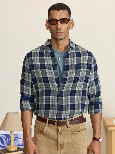 Dobby Checkered Tailored Fit Shirt
