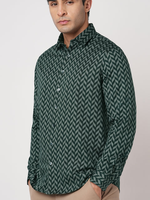 TEAL PRINTED SATIN SHIRT