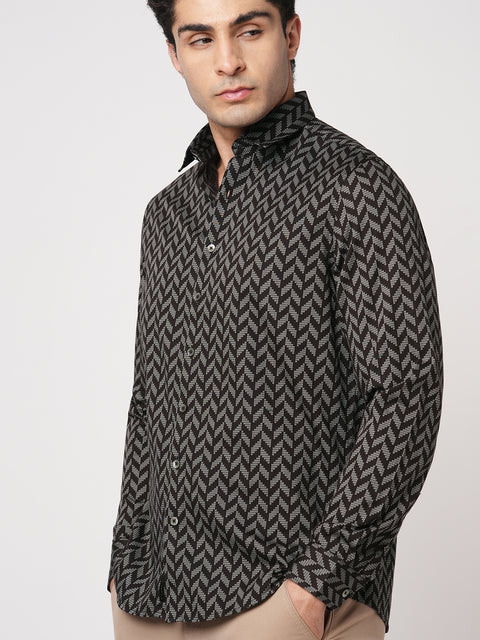 WINE PRINTED SATIN SHIRT