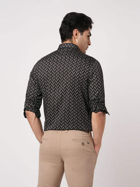 WINE PRINTED SATIN SHIRT