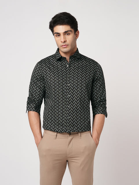 WINE PRINTED SATIN SHIRT