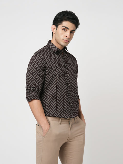 WINE PRINTED SATIN SHIRT