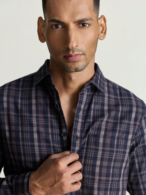Twill Checkered Tailored Fit Shirt