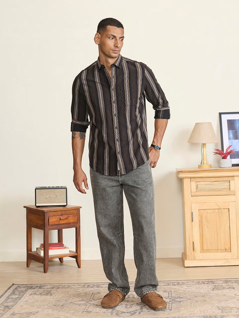 Corduroy Striped Tailored Fit Shirt