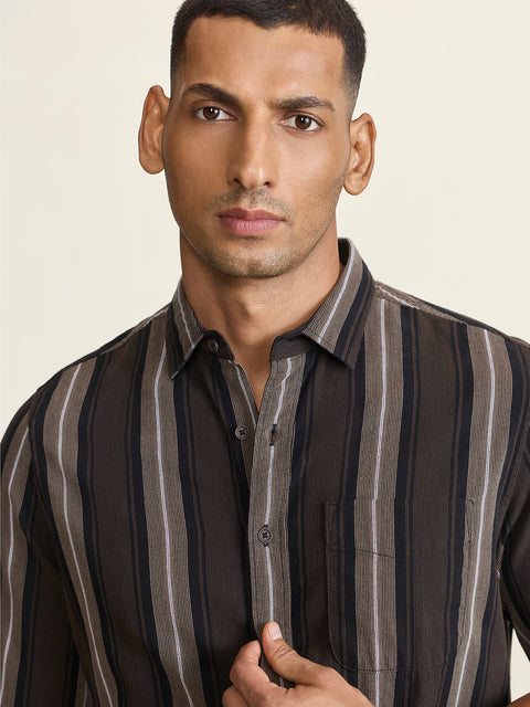 Corduroy Striped Tailored Fit Shirt