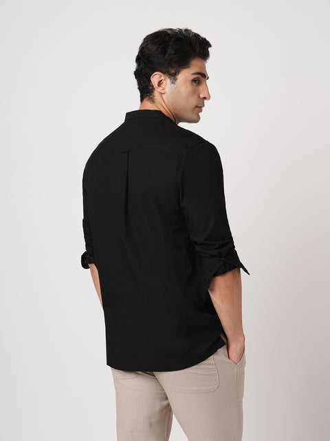 BLACK MANDARIN COLLAR KURTA